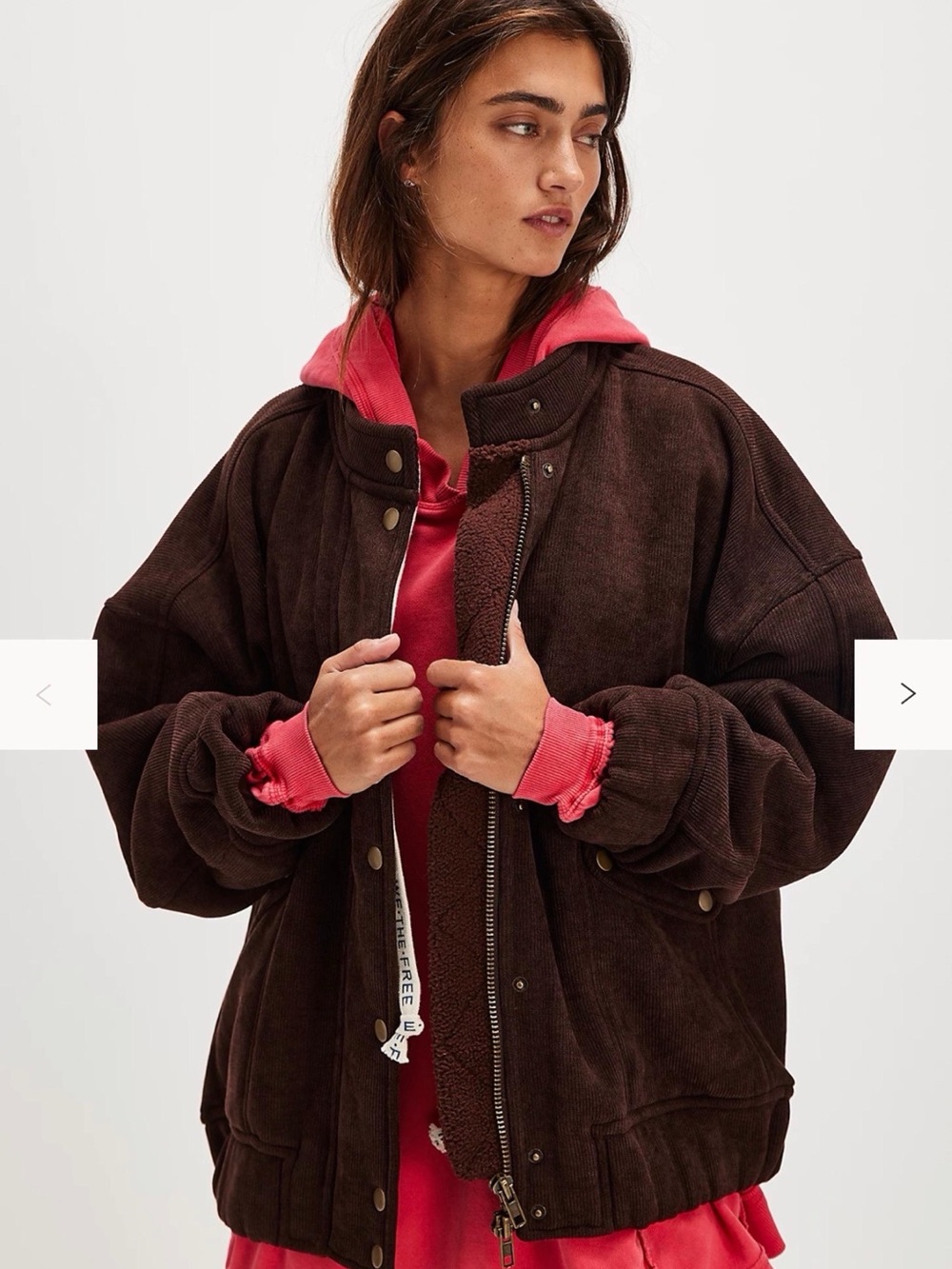 Free People Brown Corduroy Bomber Jacket